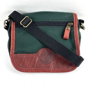 Eagle Creek Crossbody Bag Unisex Small Green Brown Canvas Leather Trim Gorpcore